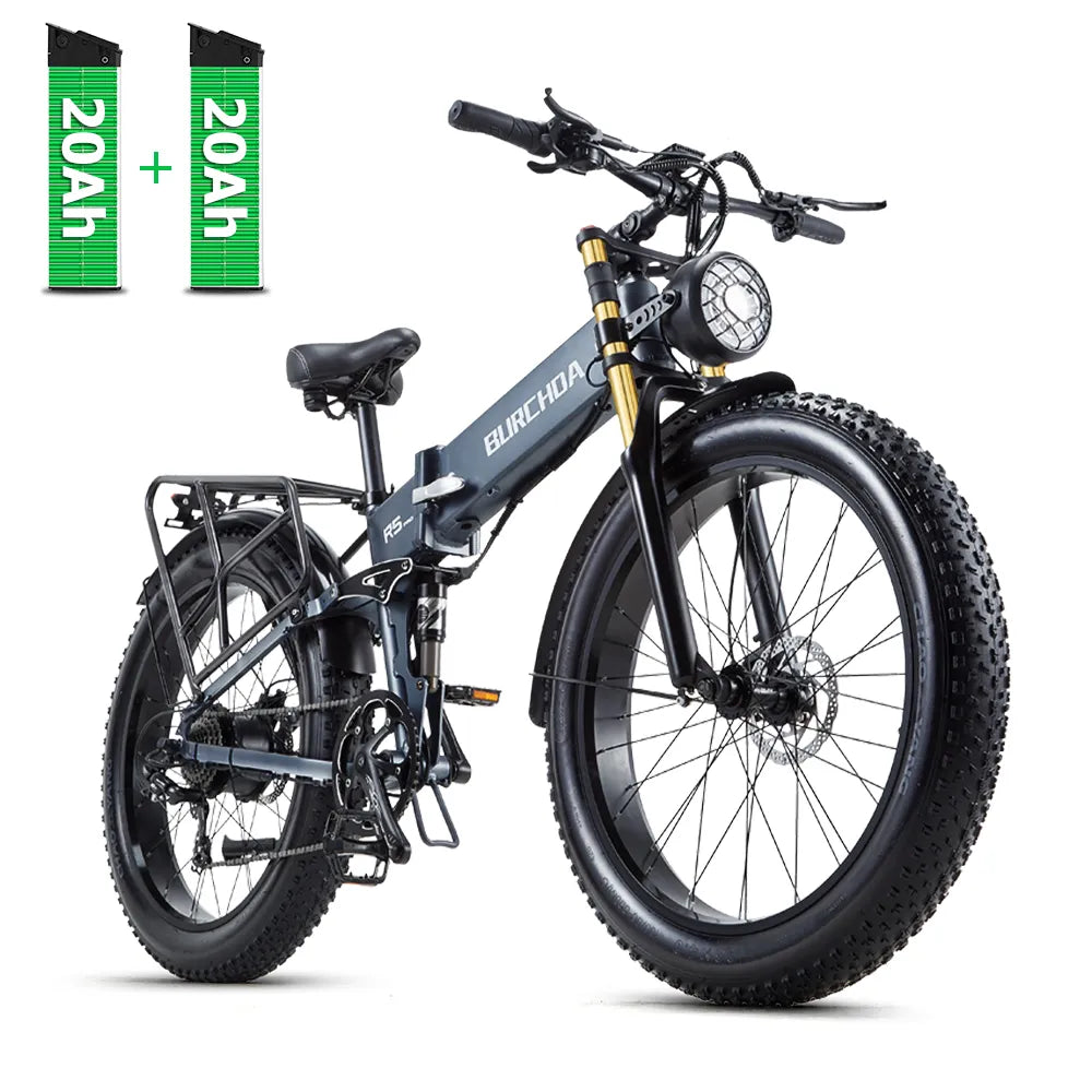 Burchda R5 Pro 1500W dual battery electric bike - gray