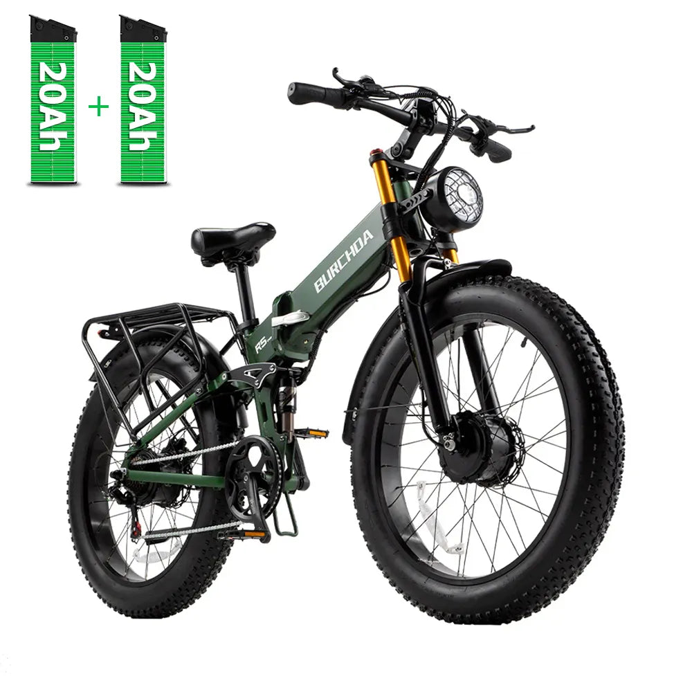 Burchda R5 Pro 3000W dual battery electric bike - green