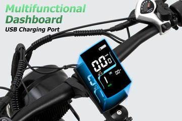 Burchda C35 multifunctional color LCD dashboard with USB charging port on the handlebar