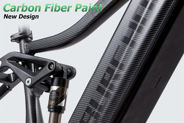 Detailed view of the premium carbon fiber paint design on the durable 6061 aluminum alloy frame of the Burchda HC26.