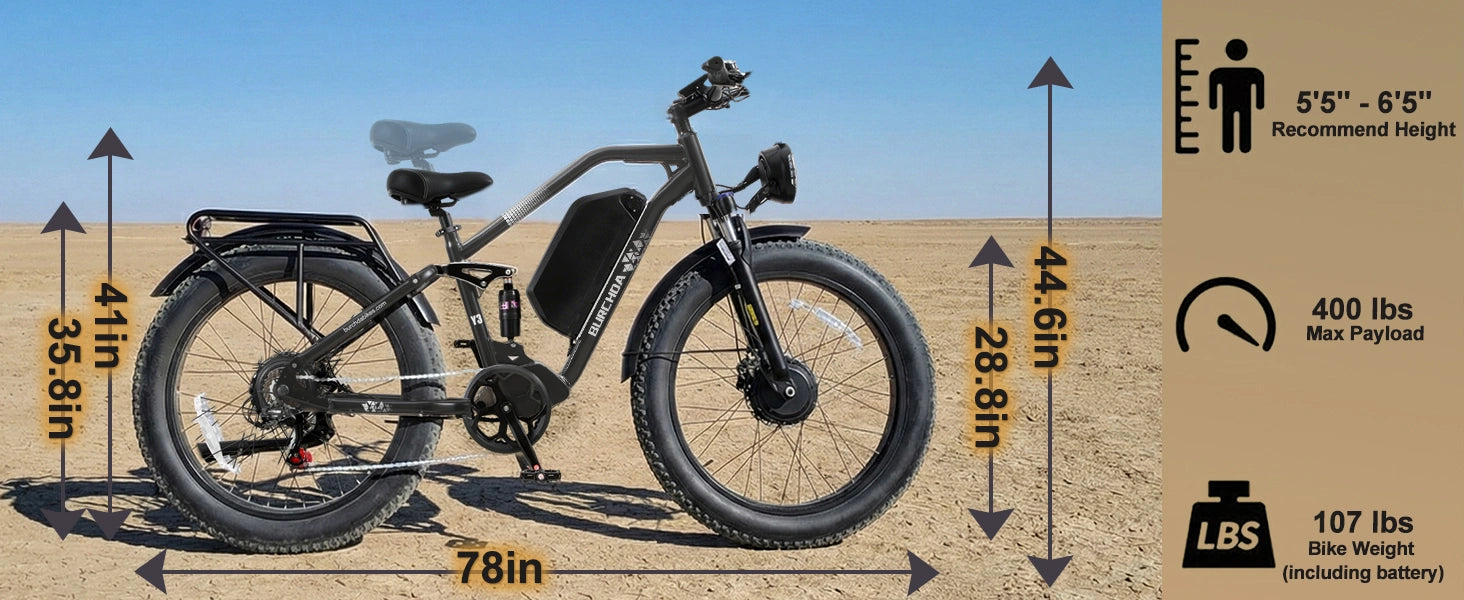 Burchda Y3 electric bike size and rider height guide-desktop